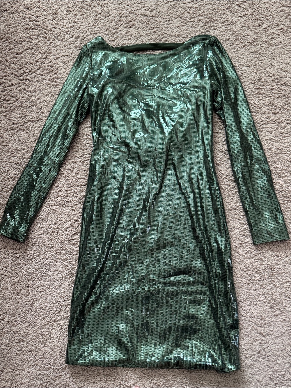Jay Godfrey Emerald Sequin Long-Sleeve Bodycon Dress